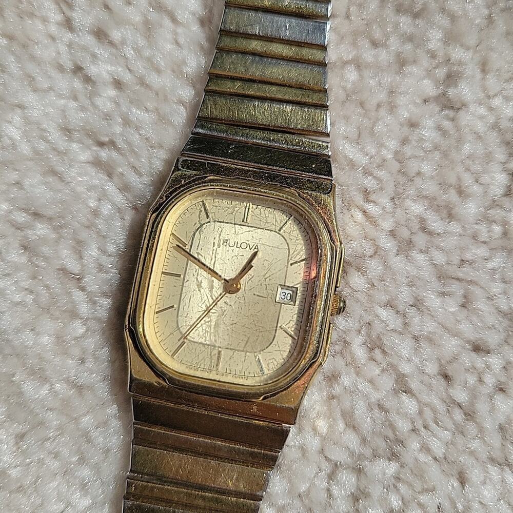 Bulova Women's Watch Vintage Stainless Steel Gold Electroplate Hong Kong Working